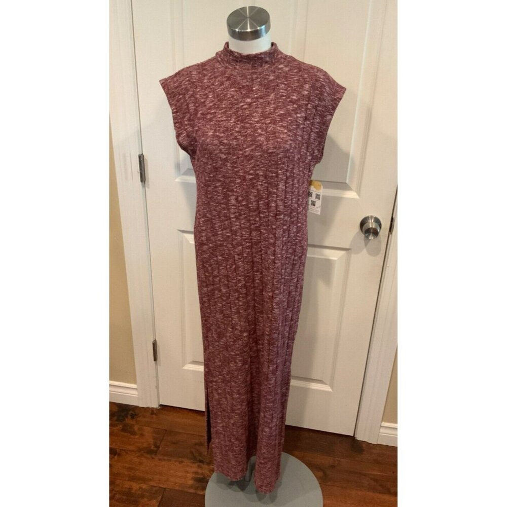 Saturday Sunday Long Soft Heathered Purple Ribbed Sleeveless Dress, Size Small